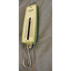 VINTAGE CHATILLON Ounces And Grams Small  Hanging Fish Scale Green Plastic